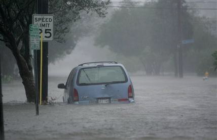 Flooded car in Uptown New Orleans